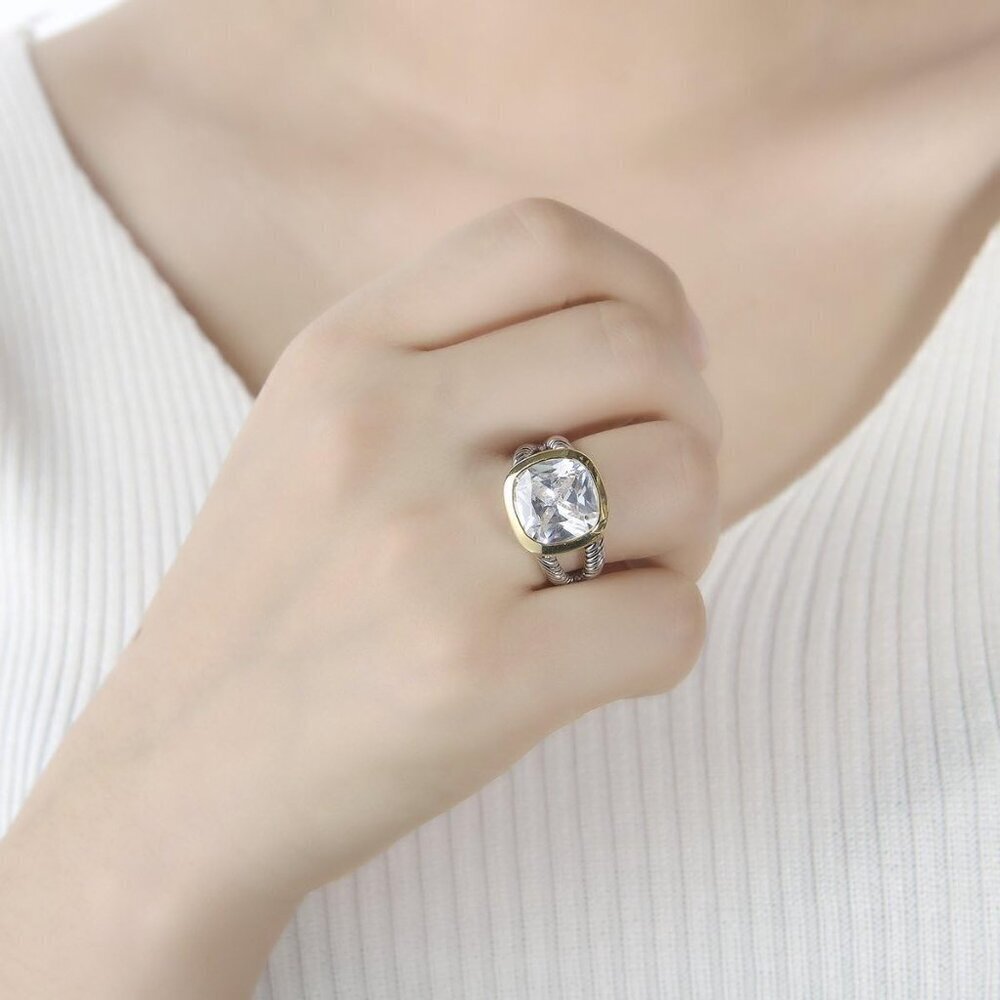 Twisted Cable Ring Silver Gold Plated Cubic Zirconia Women Jewelry Gift - Picture 7 of 7